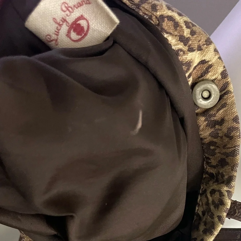 Lucky Brand Brown Leopard Tote Bag Animal Print Boho Chic Casual Y2K School